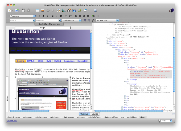 free html editor bluegriffon